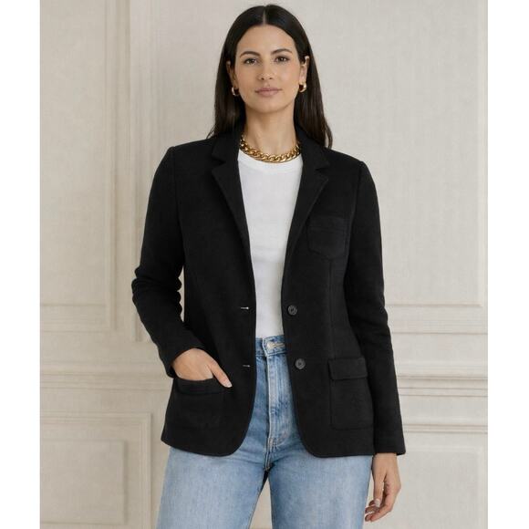 Whistles Black Knit Slim Fit Blazer Size 6